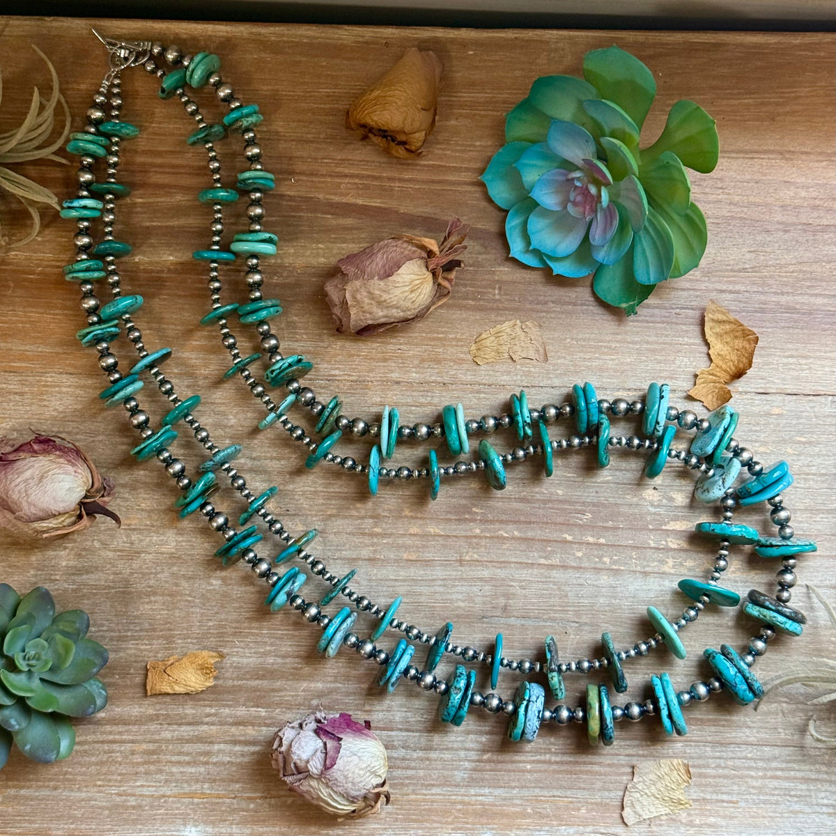 Jaci Two-Necklace Graduated Blue-Green Turquoise Showstopper Stack