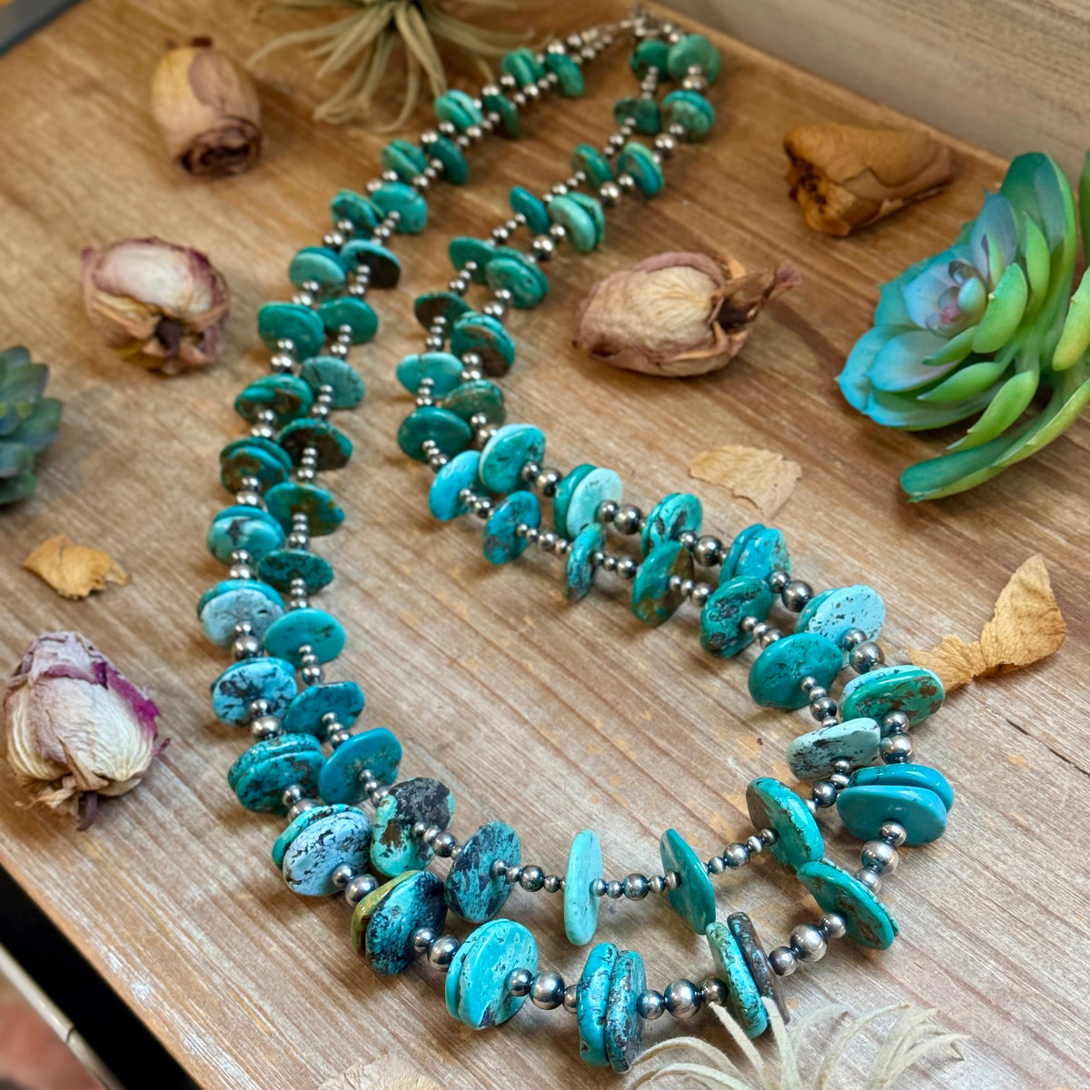 Jaci Two-Necklace Graduated Blue-Green Turquoise Showstopper Stack