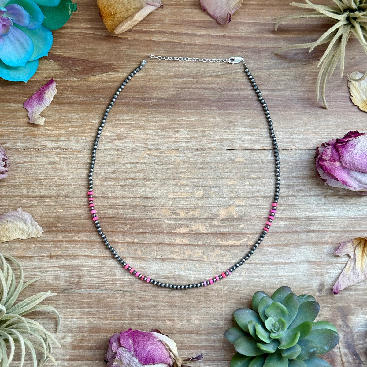 Pink Faceted Opal Necklace – 3 mm – 16”