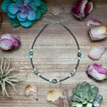 15” Pink Conch & Turquoise Necklace – Sterling Silver