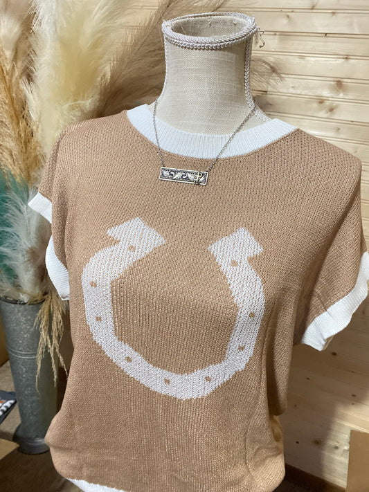 Horseshoe Short Sleeve Sweater