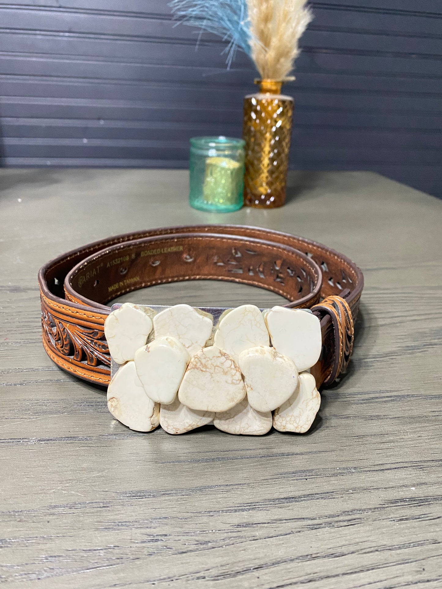 Medium White Turquoise Slab Buckle
