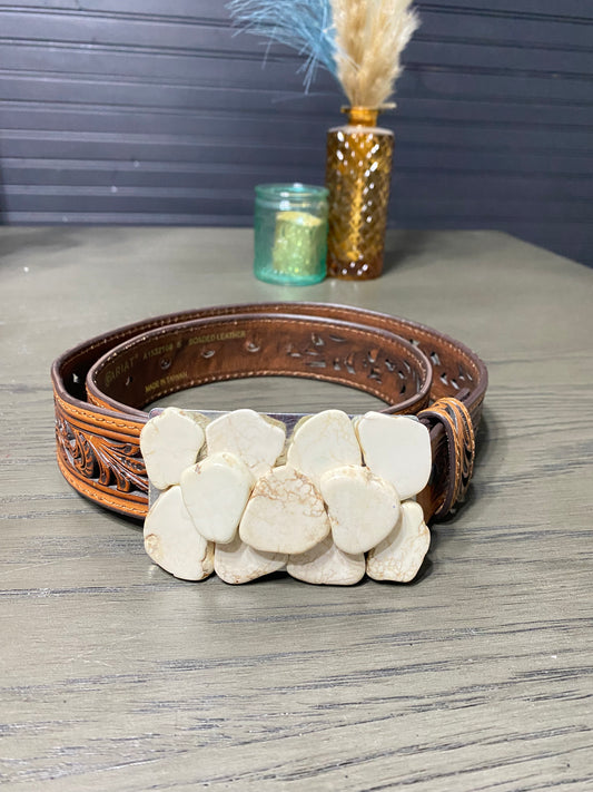 Medium White Turquoise Slab Buckle