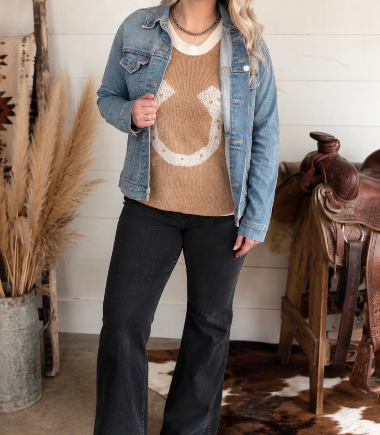 Horseshoe Short Sleeve Sweater