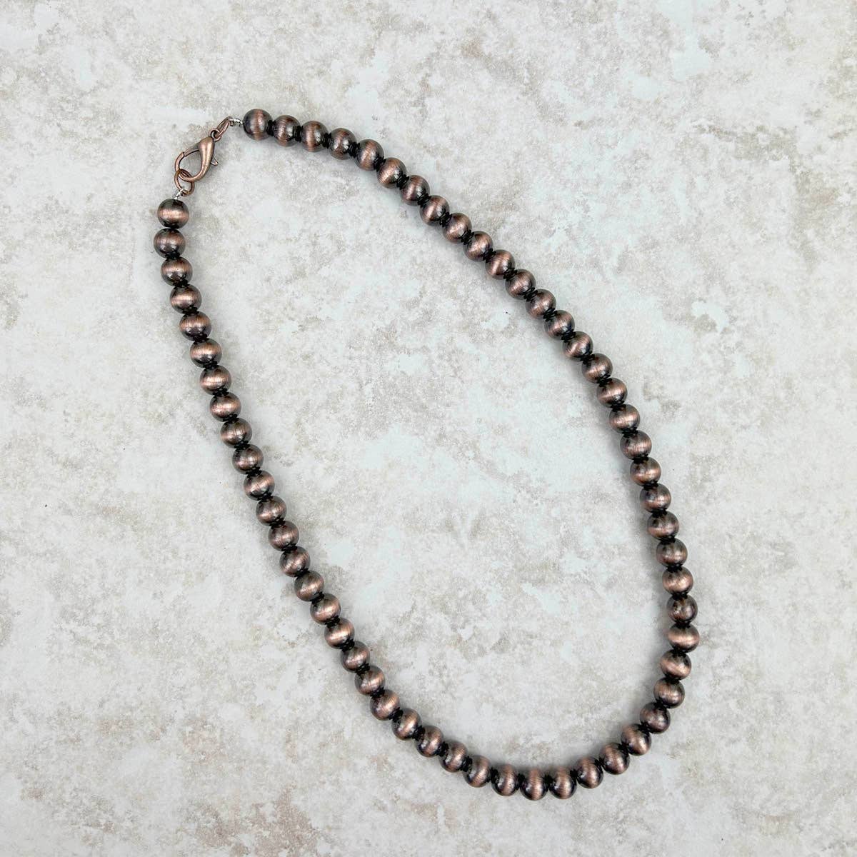 NKS230603-38-COOPER     17 Inches 8mm cooper Navajo pearl bead Necklace