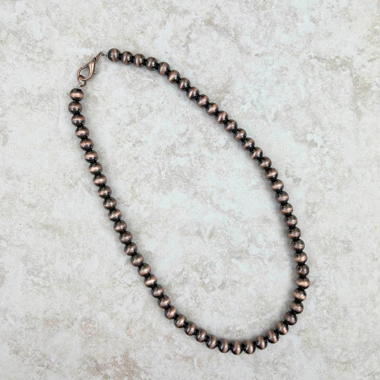 NKS230603-38-COOPER     17 Inches 8mm cooper Navajo pearl bead Necklace