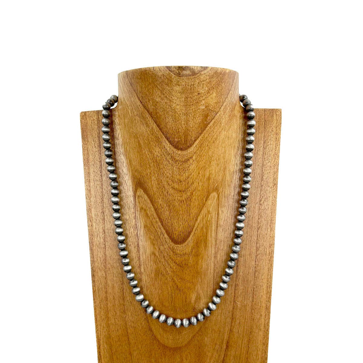 NKS230603-47-SILVER      22 Inches 8mm silver Navajo pearl bead Necklace