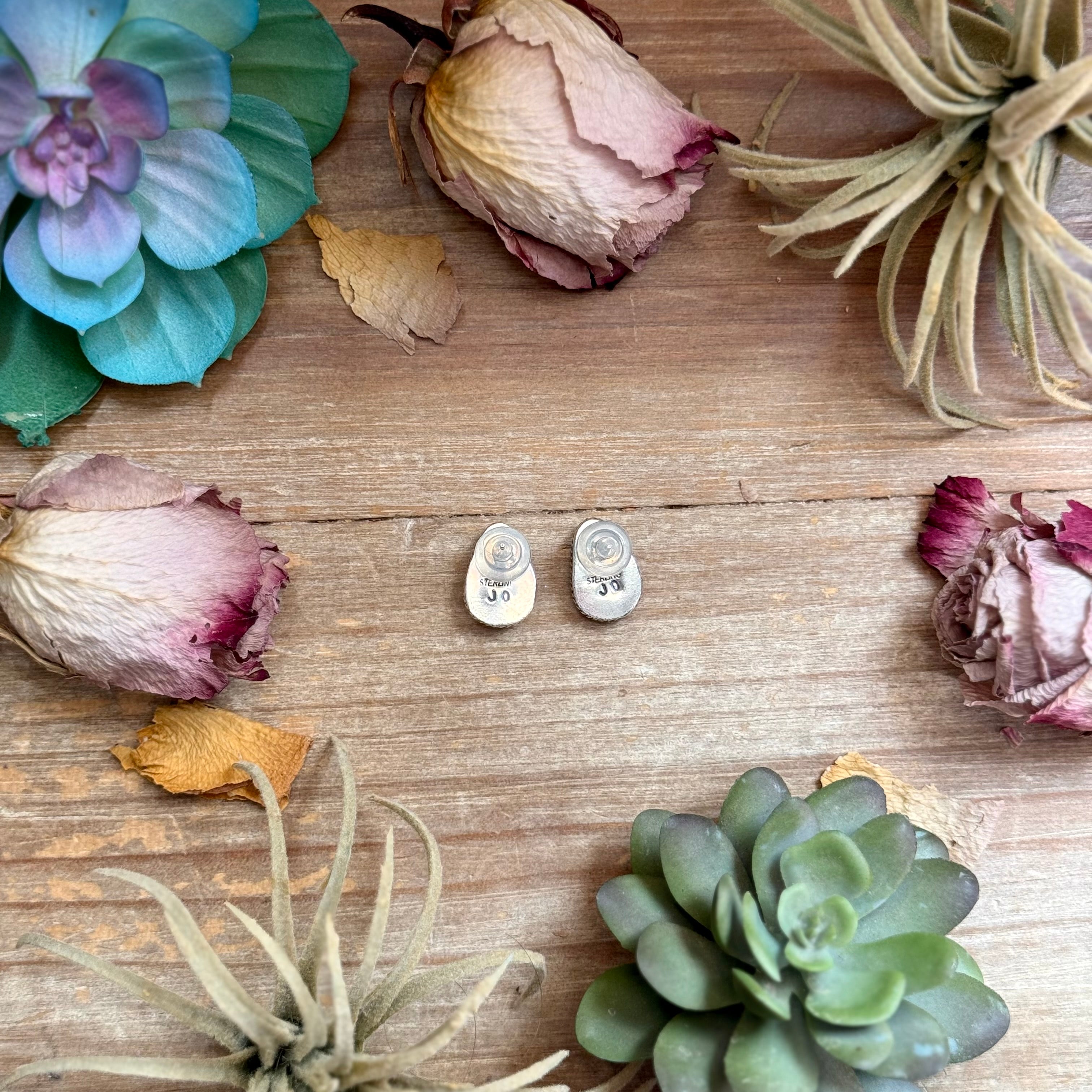 3 - Sterling Silver Sonoran Gold Turquoise Stud Earrings by Jason Ogg