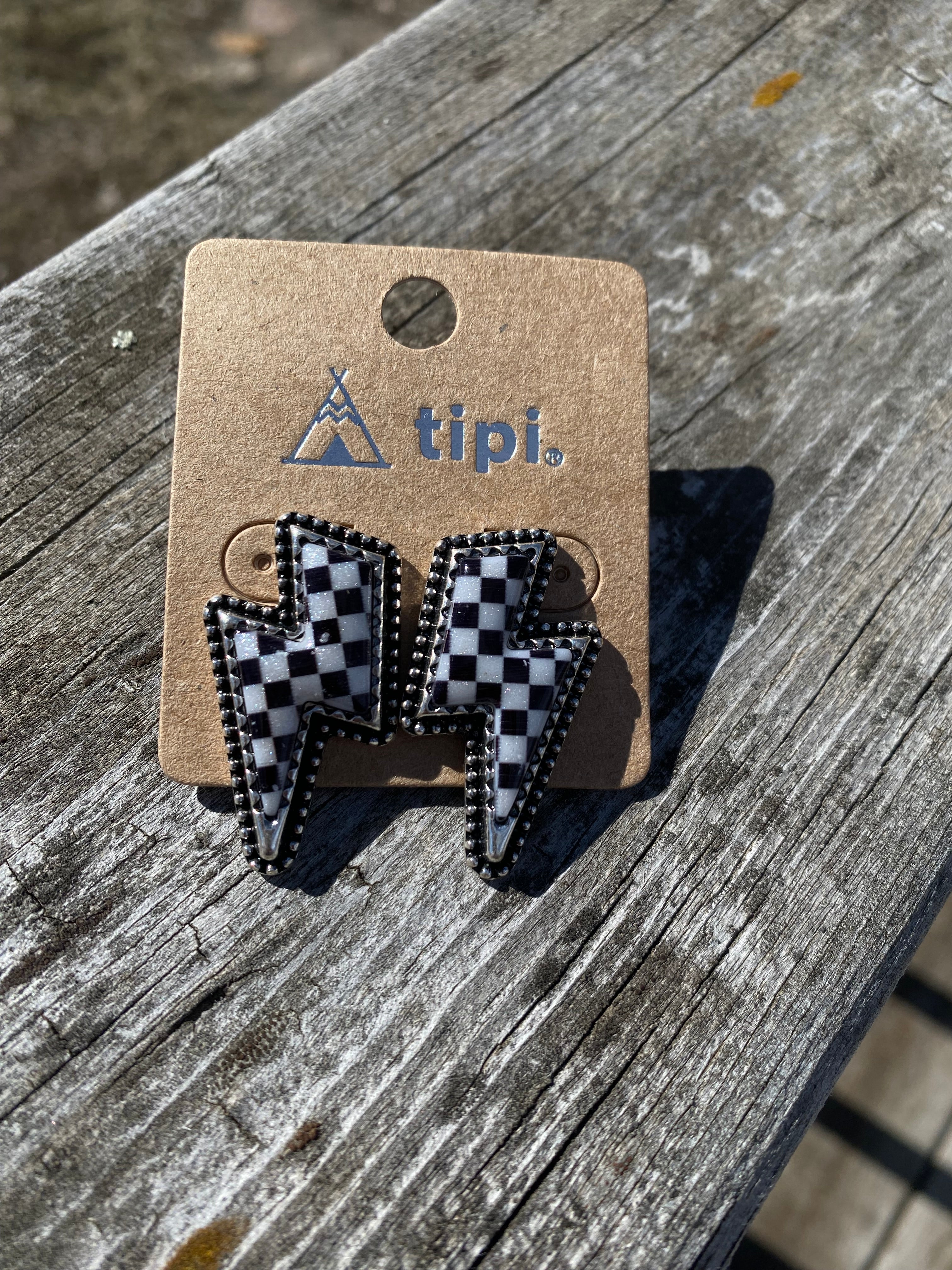 Checkered Thunder Stud Earrings