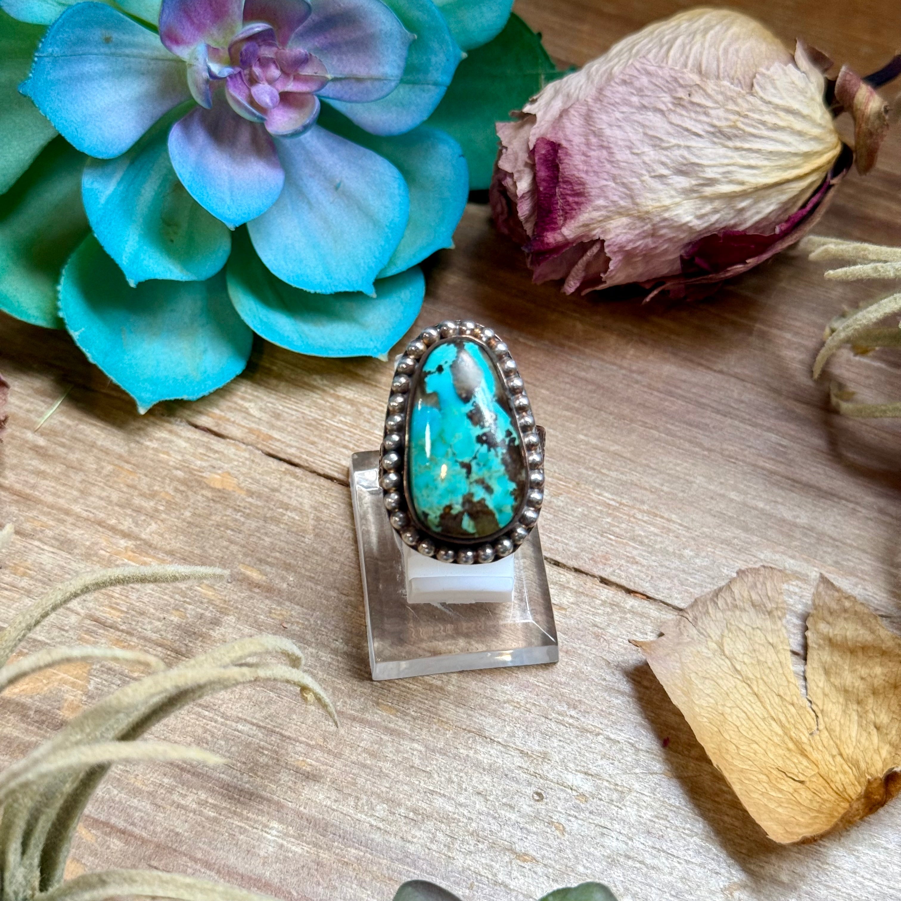 MJ Ring - Copper & Sterling Silver Turquoise Adjustable