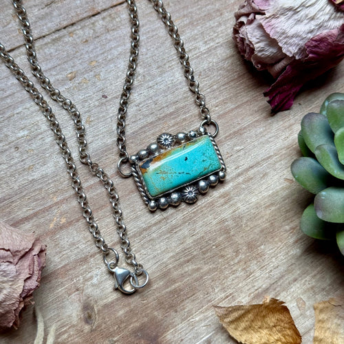 103 - Sterling Silver Blackjack Turquoise Bar Necklace by Jason Ogg