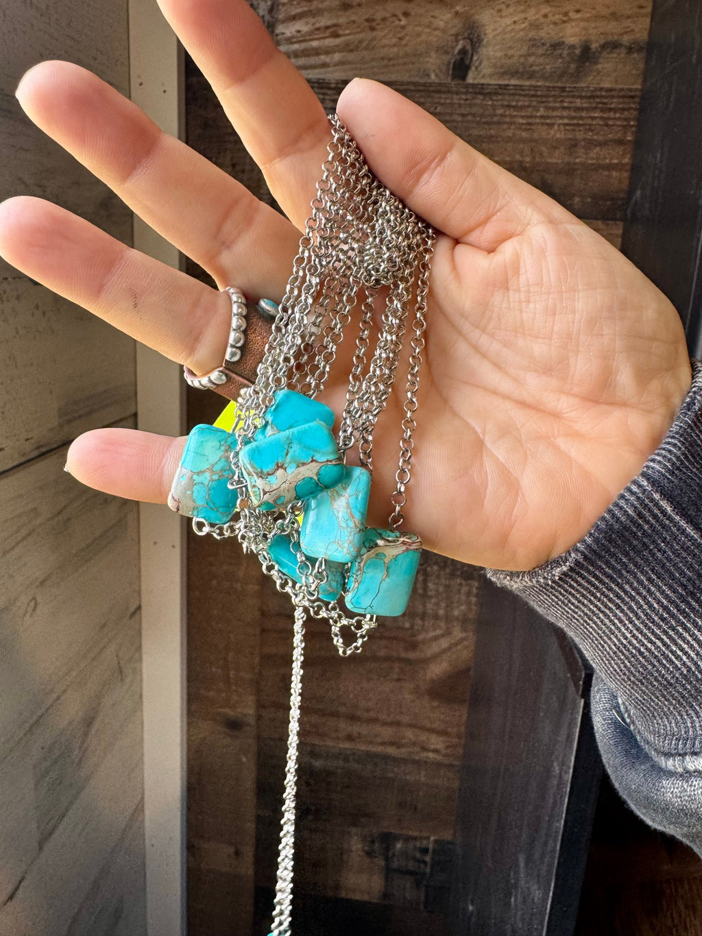 16 inch long necklace and turquoise Variscite
