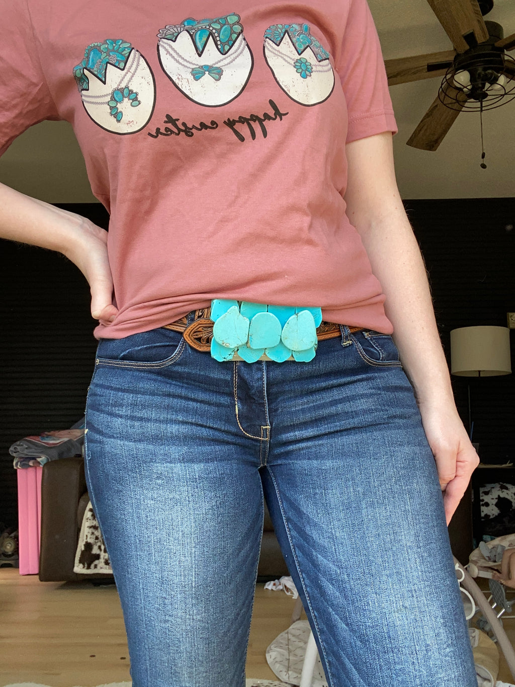 Large Turquoise Slab Belt Buckle