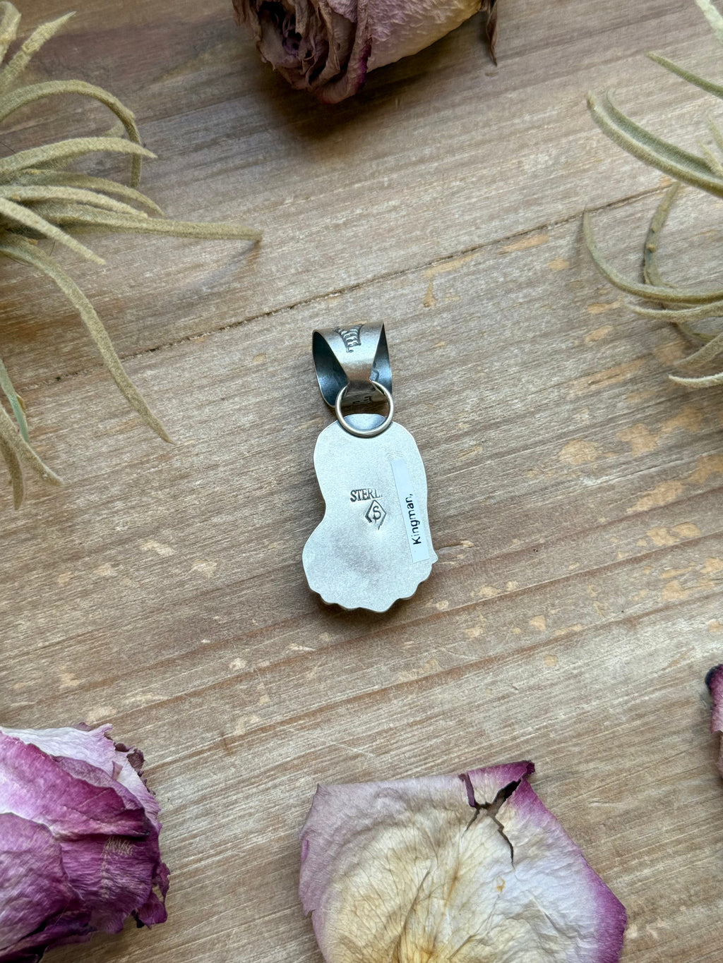 Sterling Silver Kingman Turquoise Cowboy Boot Pendant – Handmade by Artist Shay Pfeiffer