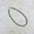NKS230603-28-BLUE     "15 Inches 6mm cooper with blue color Navajo pearl  bead Necklace"